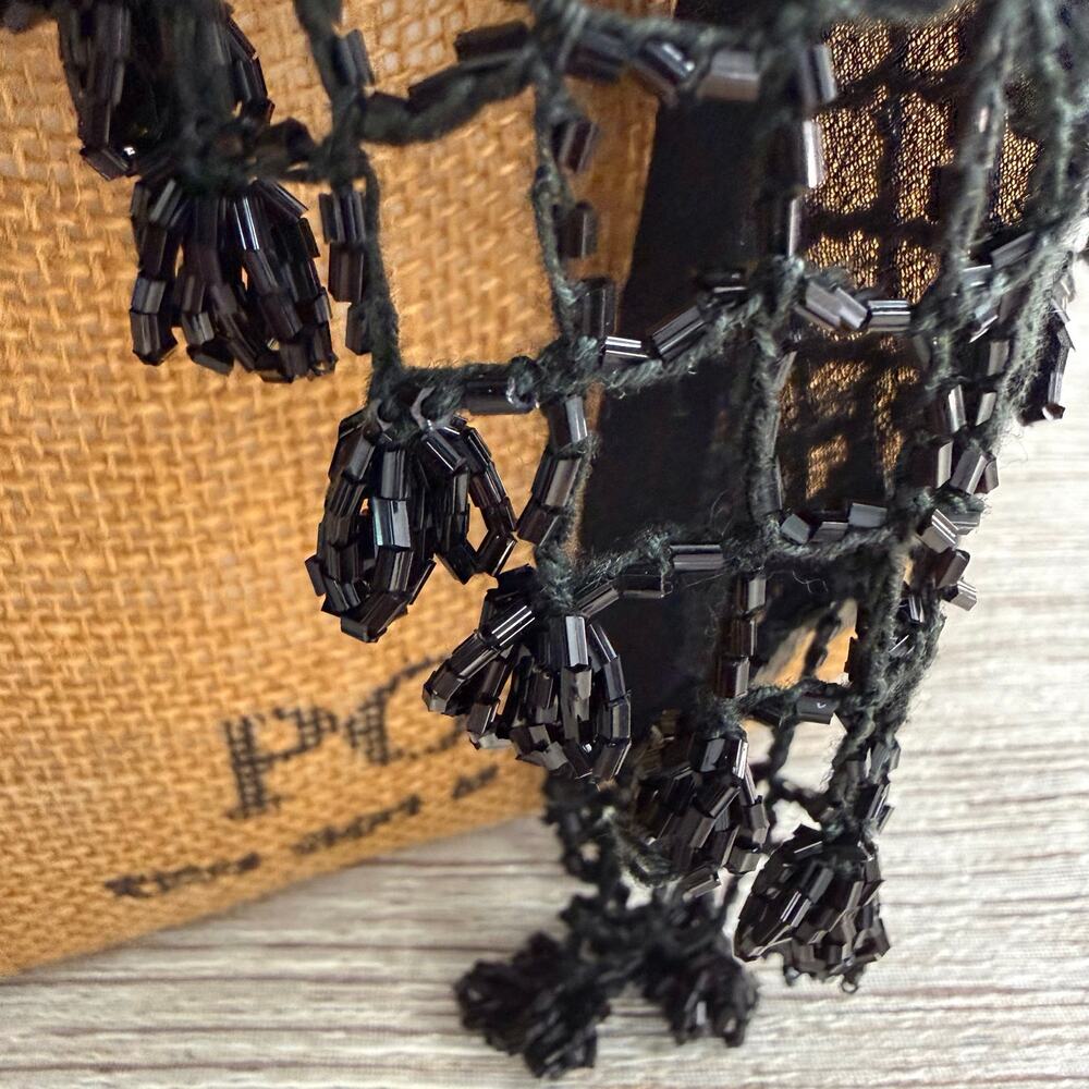 Vintage ATG Embroidered Beaded Fringe Scarf Wrap Shawl Whimsigoth Gypsy Boho‎ - Picture 6 of 16